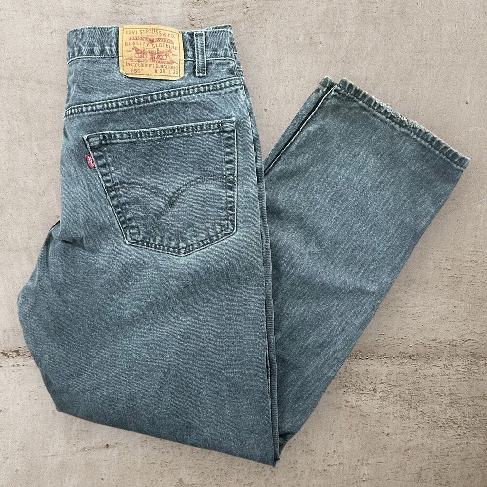 Vintage Levi's 550 Jeans Mens 38x34 Black Faded Relaxed Fit Skate Baggy Y2K 2000